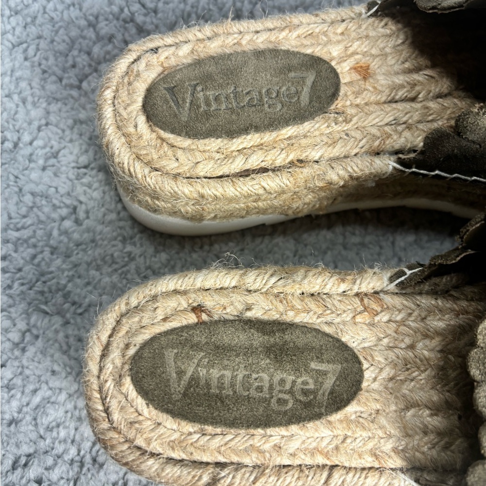 💚👖Vintage 7 Espadrilles Slides Size 10 Hunter Green Excellent Condition Leather - Picture 8 of 11